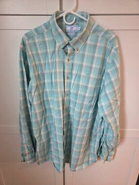 Southern Tide Shirt Mens Plaid Teal, White Coastal Passage